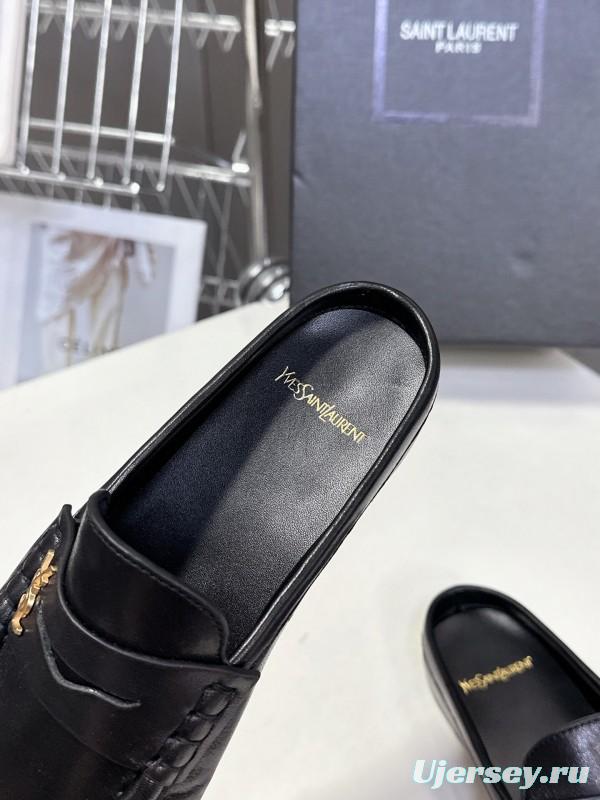 2025 Women Yves Saint Laurent Black Calfskin Loafer KFY00330