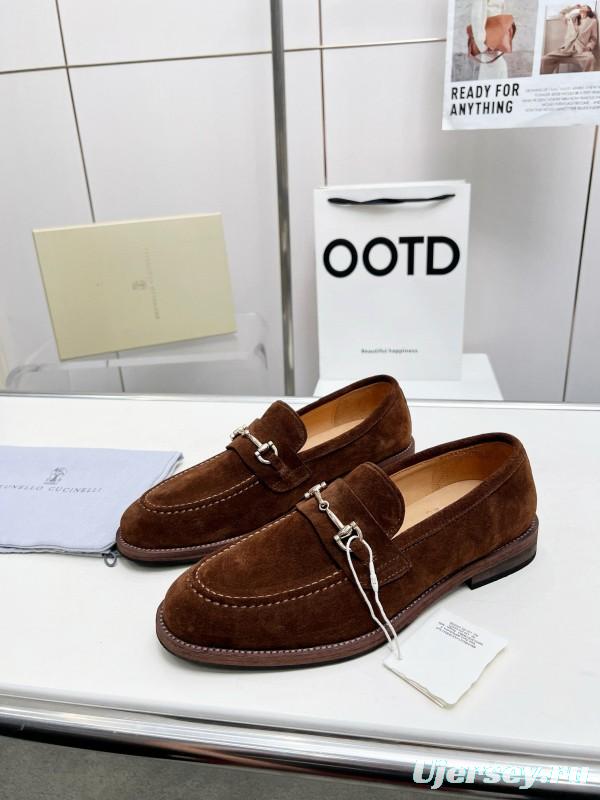 2024 Men Brunello Cucinelli Brown Suede Leather Loafers MJ00480