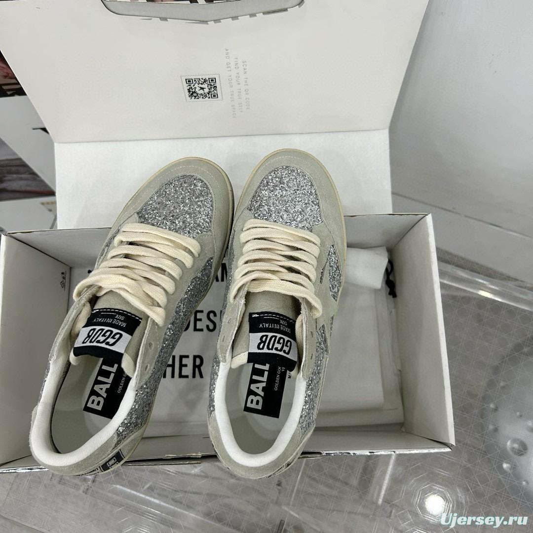 2024 Unisex GGDB Silver Grey Suede Glitter Low Top Sneakers MJ00260