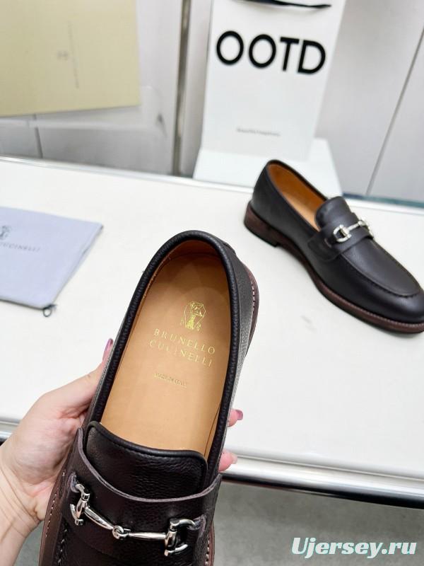 2024 Men Brunello Cucinelli Black Leather Loafers