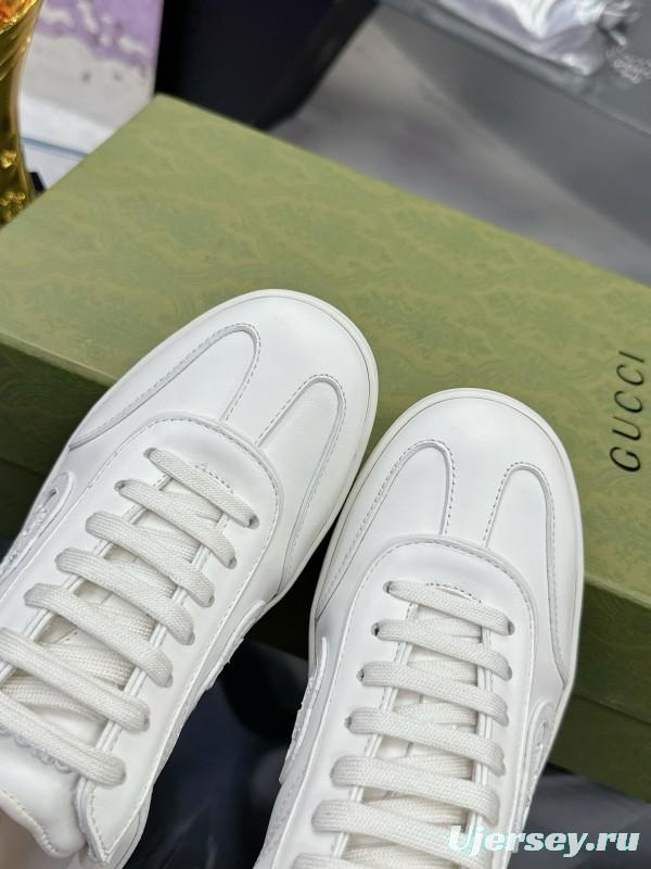 2024 Unisex Gucci White Leather Suede Sneakers MJ00310