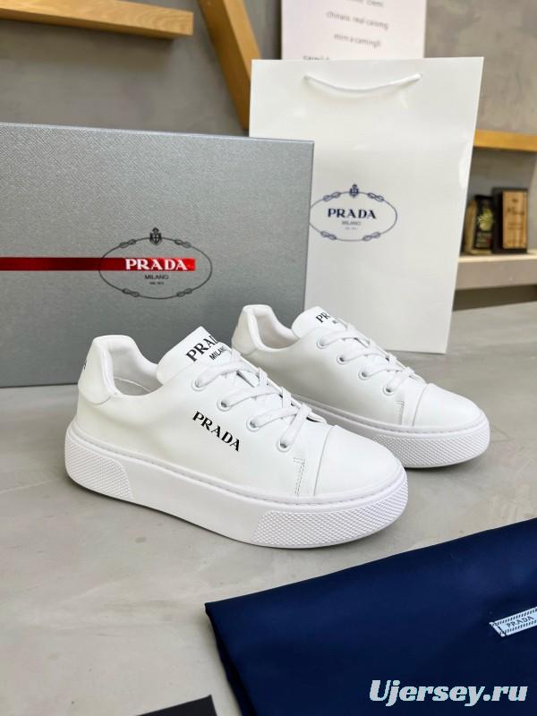 2024 Unisex Prada White Calfskin Leather Sneakers MJ00310