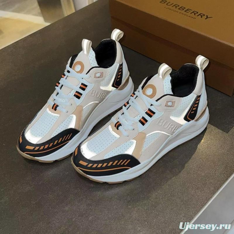 2025 Unisex Burberry Beige White Black Leather Suede Mesh Chunky Sneakers MJ00380(F/W)