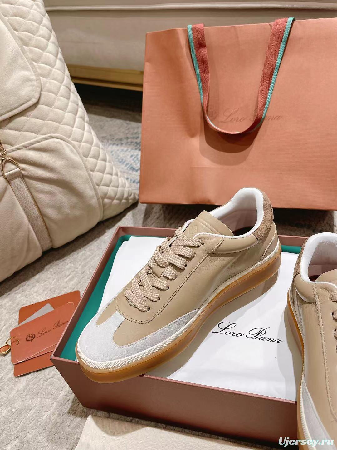 2025 Unisex Le Parmentier Beige White Leather Sneakers Top Version LY00320(F)/LY00330(M)