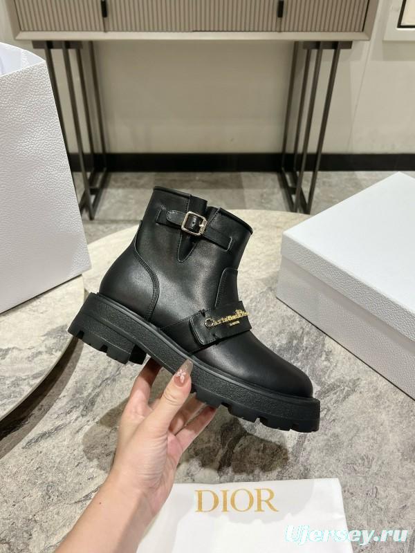 2024 Women Dior Black Calfskin Leather Ankle Boots Hardware MJ00430