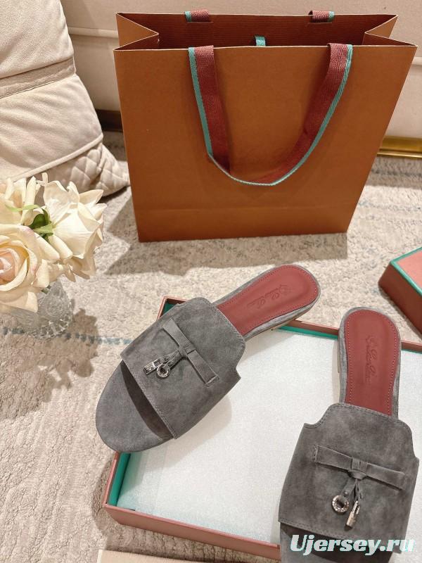 2025 Slippers LP Grey Suede Slippers LY00270