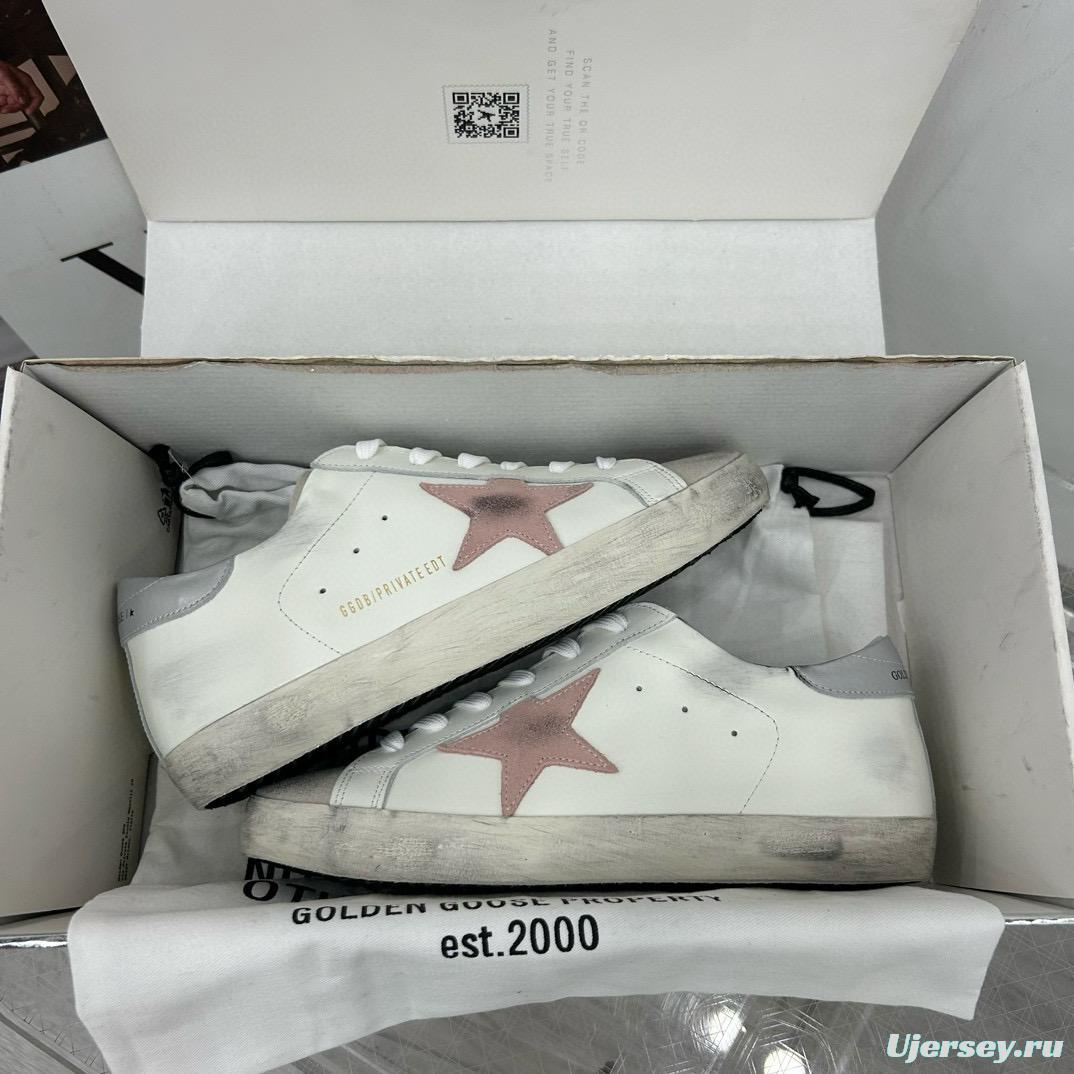 2025 Women GGDB White Pink Leather Sneakers