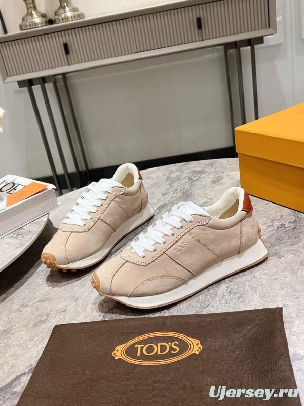 2025 Women TOD'S Beige Leather Suede Sneakers KFY00350