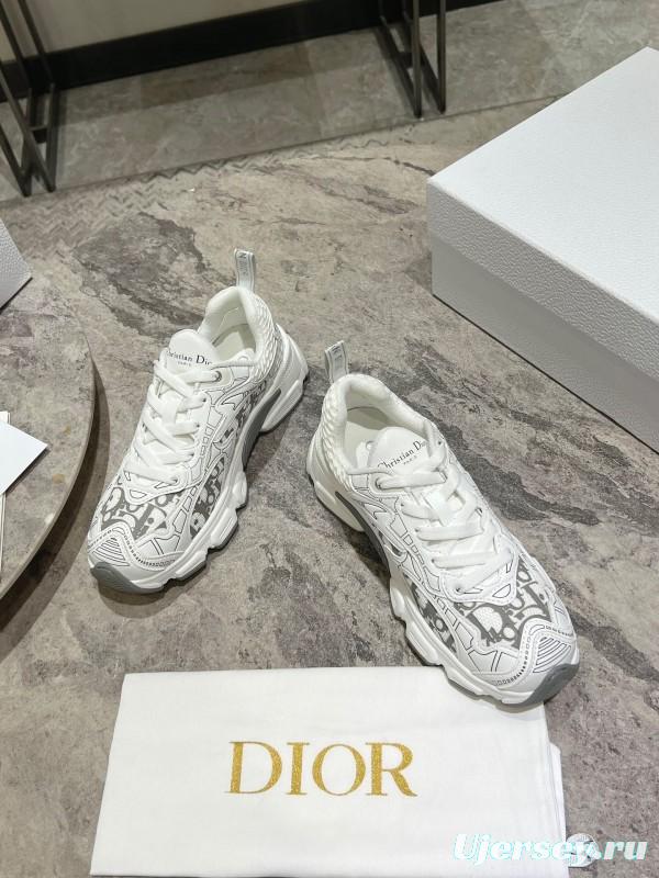 2025 Women Dior White Mesh Leather Sneakers KFY00370