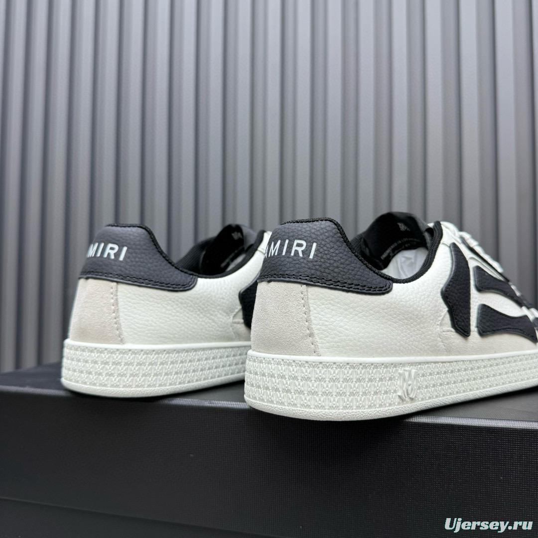 2024 Unisex Amiri White Black Leather Sneakers MJ00300