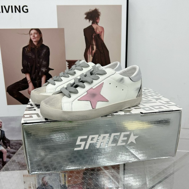 2025 Women GGDB White Pink Leather Sneakers