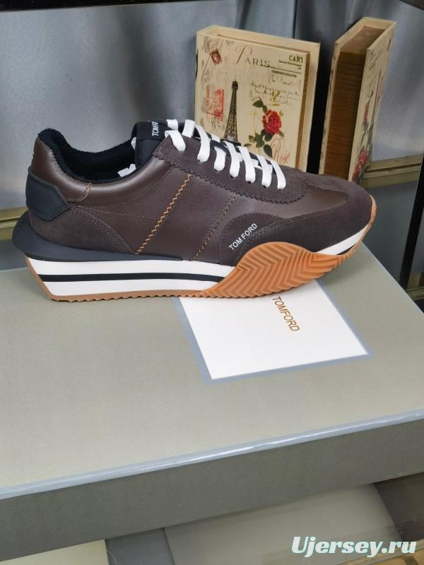 2025 Unisex TOM FORD Brown Black White Leather Cow Leather Sneakers LY00360(F)/LY00370(M)