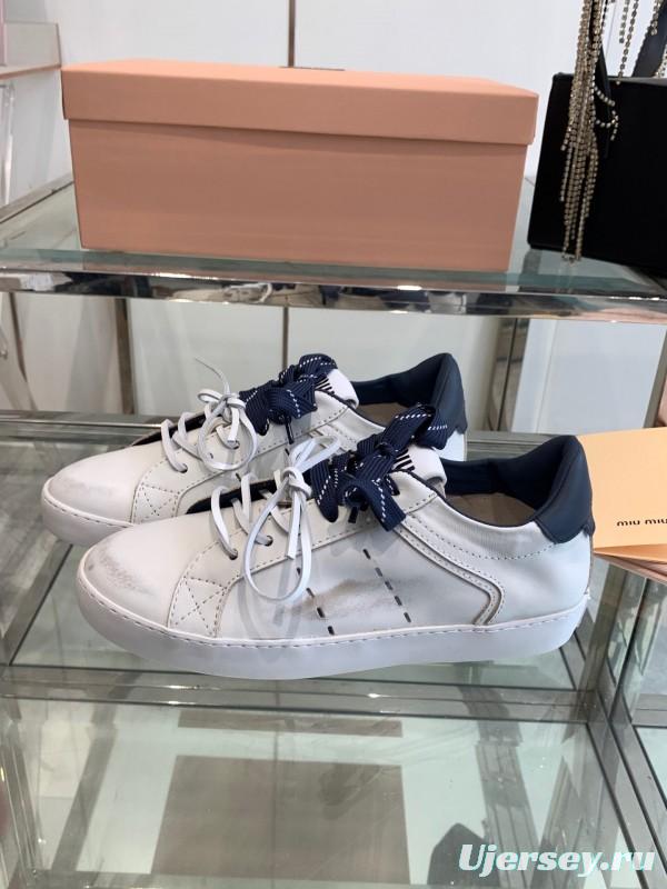 2025 Women Miu Miu White Leather Sneakers LY00290