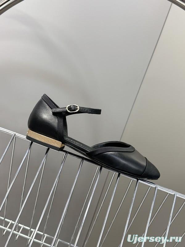 2025 Women Chanel Black Lambskin Sandals KFY00270