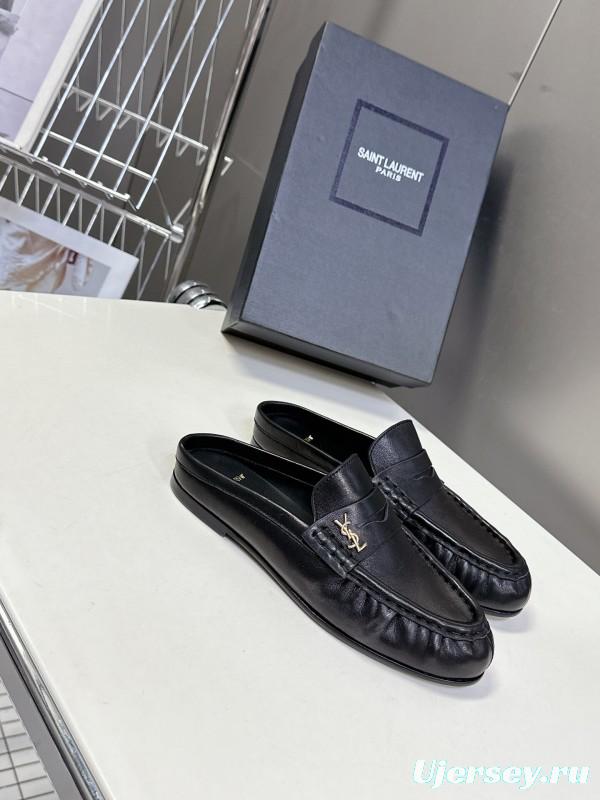 2025 Women Yves Saint Laurent Black Calfskin Loafer KFY00330