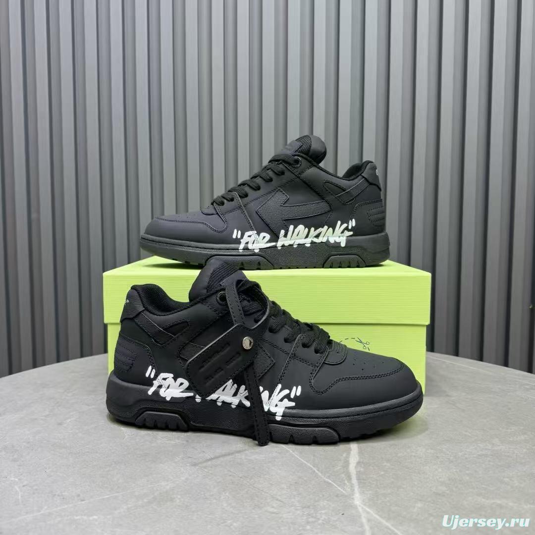 2025 Men OFF WHITE Black Leather Sneakers KFY00320