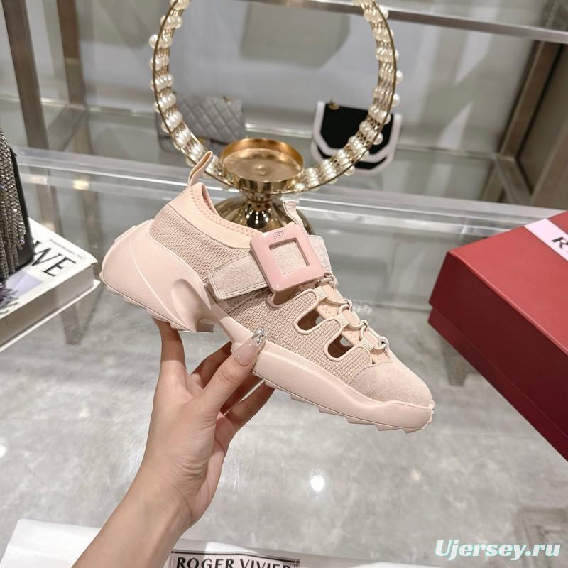 2025 Women RV Pink Knit Suede Sneakers LY00400