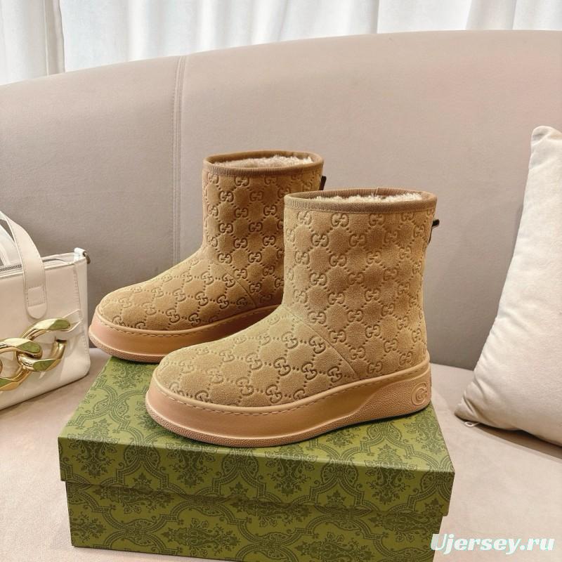2024 Women Gucci Beige Suede Snow Boots MG00350