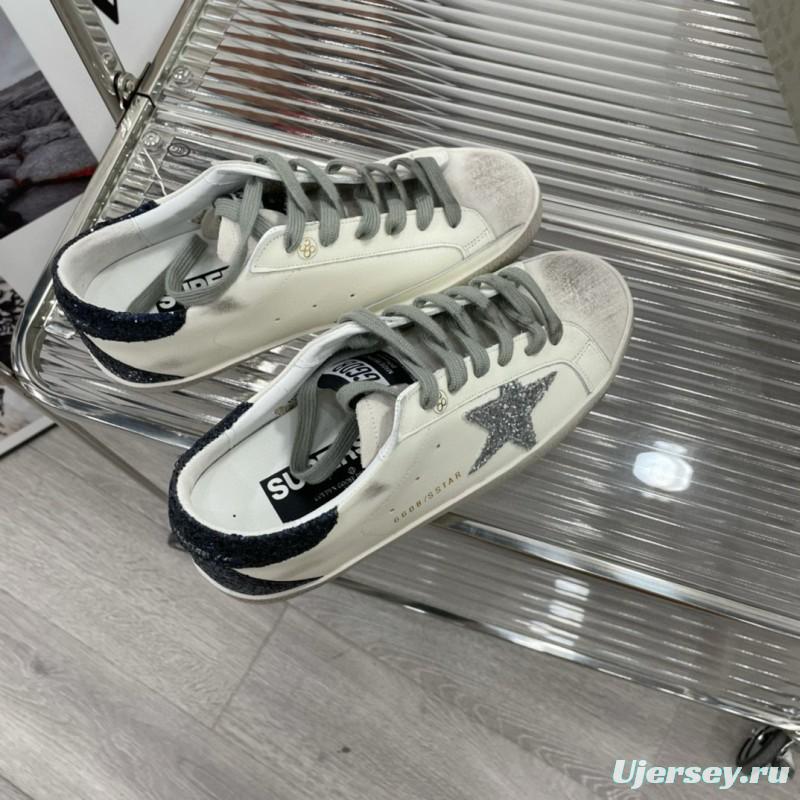 2025 Women GGDB White Grey Glitter Leather Suede Sneakers