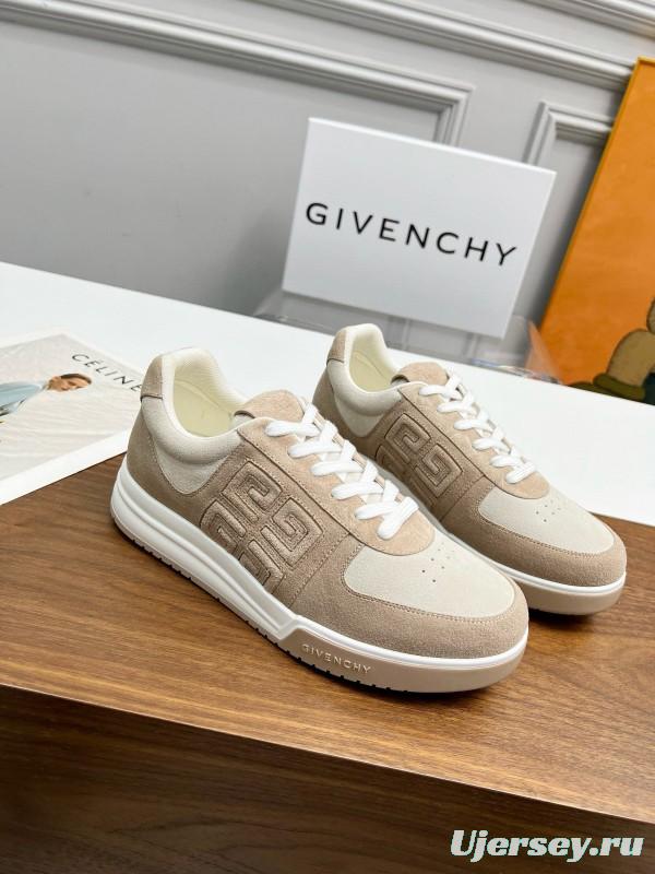 2024 Unisex Givenchy Beige Silk Calfskin Patent Leather Sneakers MJ00380