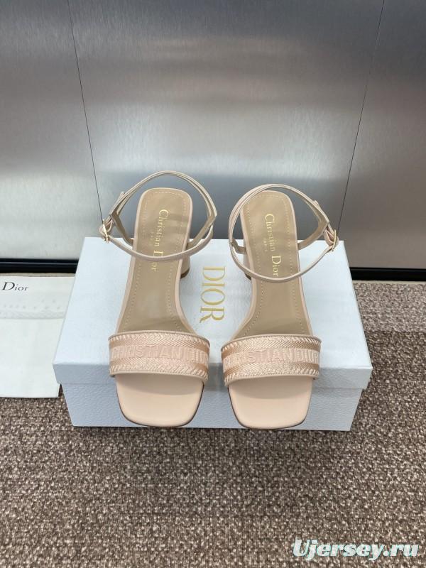 2025 Women Dior Beige Calfskin Heel Embroidery KFY00280