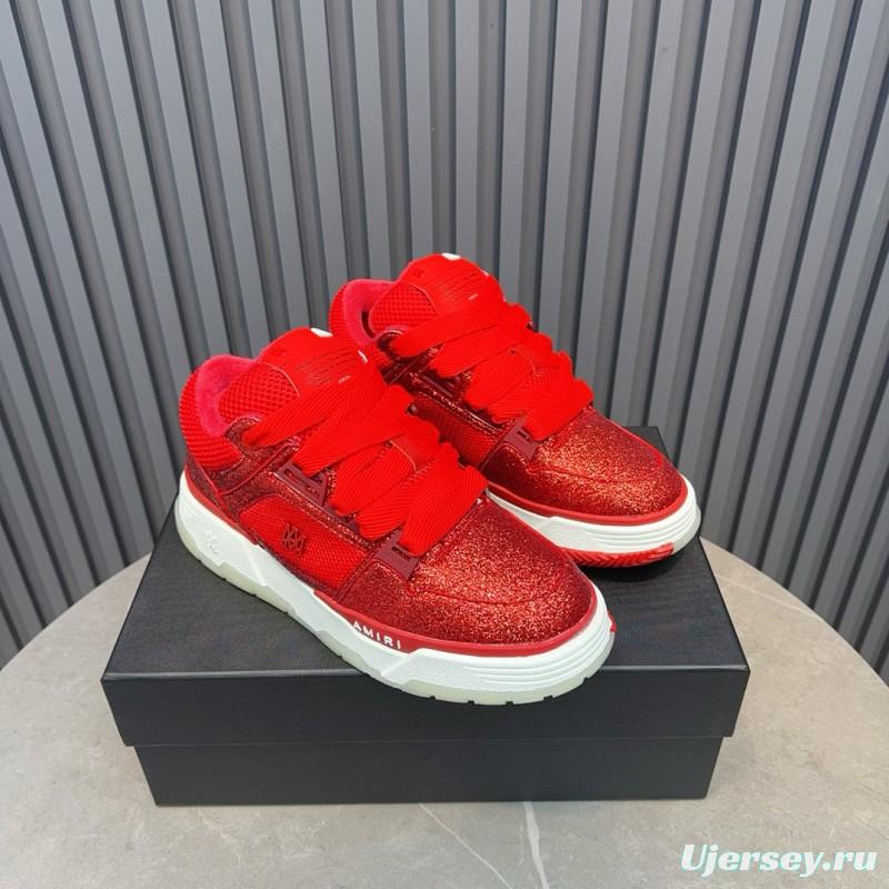 2024 Unisex Amiri Red Mesh Suede Sneakers MJ00360