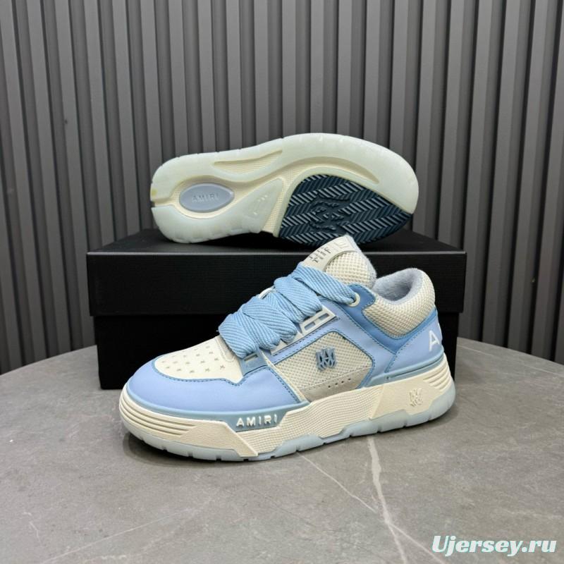 2024 Unisex Amiri Light Blue White Leather Mesh Sneakers MJ00360