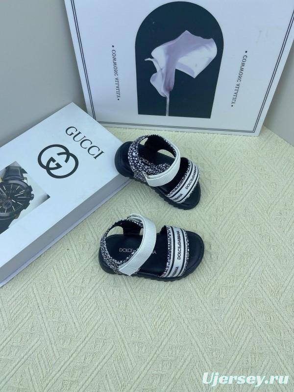 2025 Kids Dolce & Gabbana White Black Purple Leather Sandals