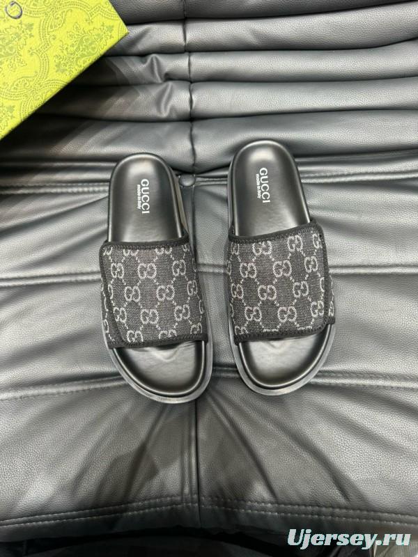2024 Slippers Gucci Black Fabric Slippers MJ00200