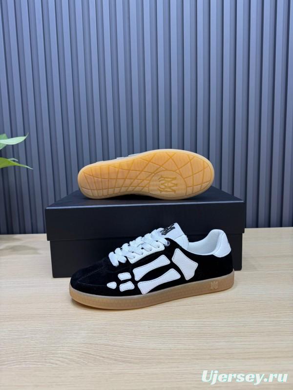 2025 Unisex Amiri Black White Leather Suede Sneakers Skeleton Design LY00280