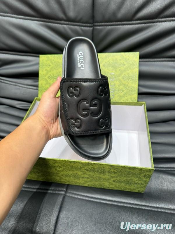 2024 GUCCI Black Leather Slippers MJ00200