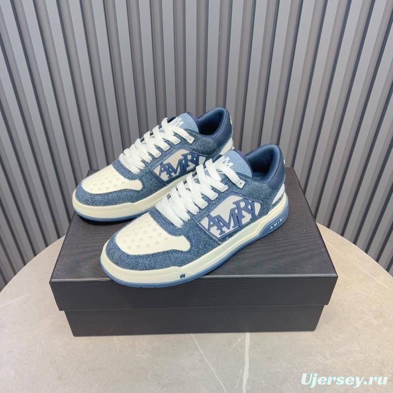 2025 Unisex Amiri Blue White Leather Sneakers MJ00360
