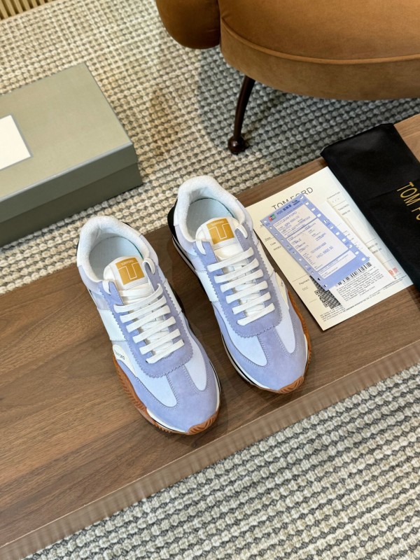 2025 Unisex TOM FORD Blue White Black Leather Suede Sneakers LY00360(LY00370)