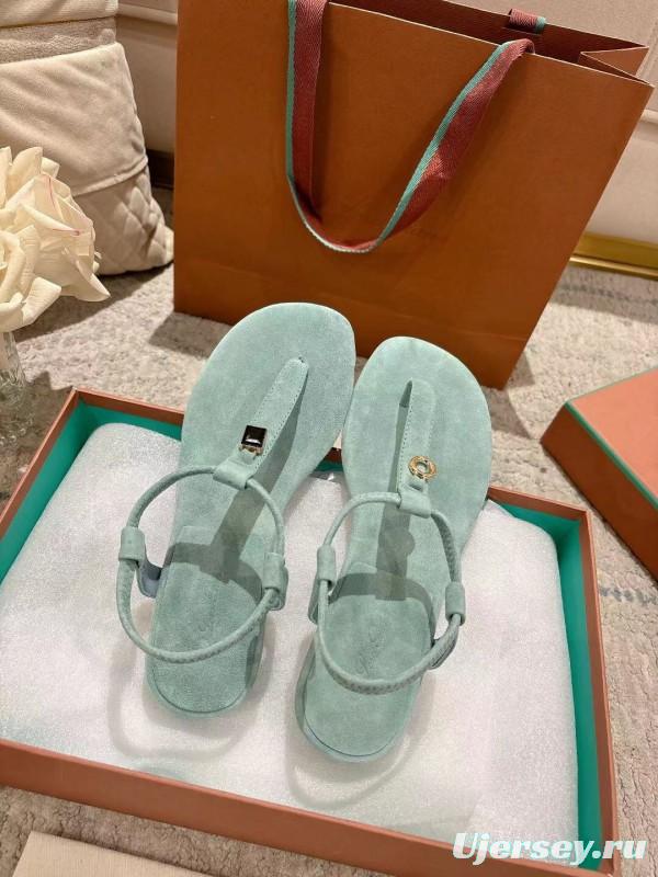 2025 Women LP Light Blue Suede Sandals LY00250