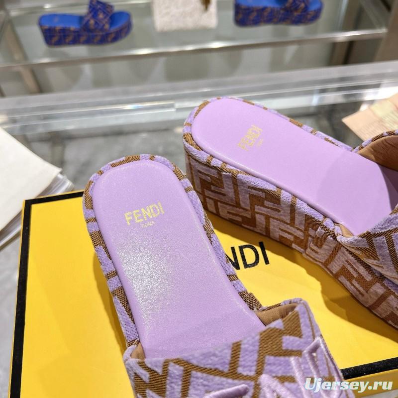 2025 Fendi Lavender Brown Canvas Slippers