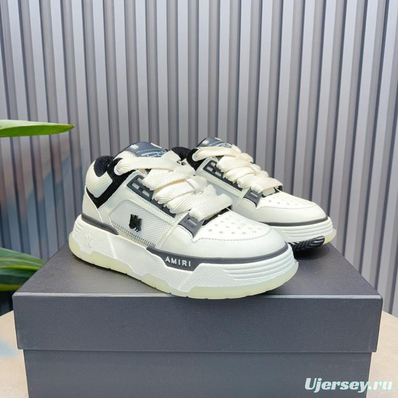 2024 Unisex Amiri White Black Leather Sneakers MJ00360