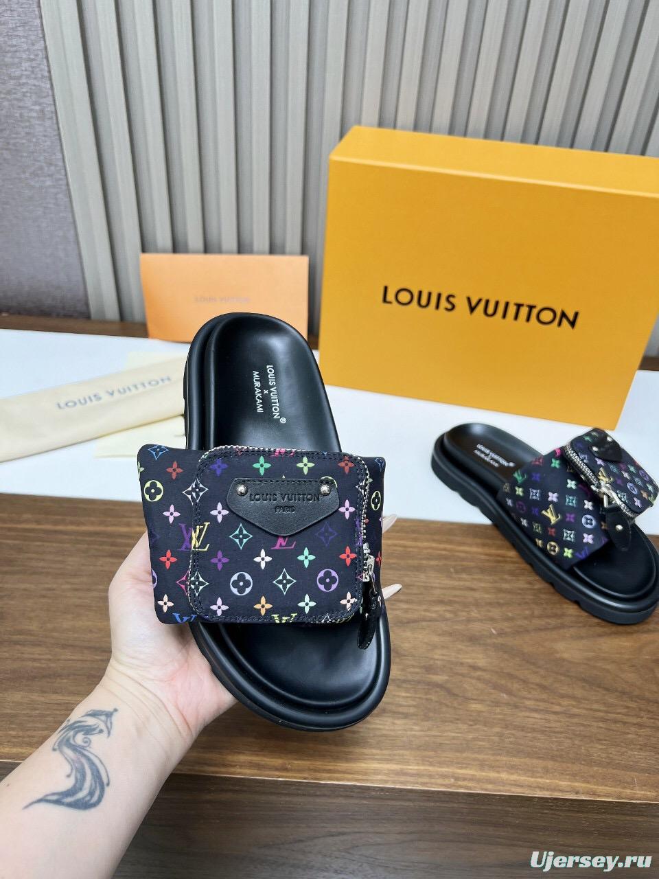 2025 Slippers Louis Vuitton Multicolor Canvas Slippers KFY00230