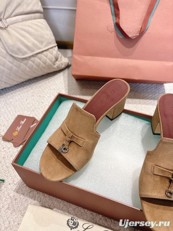 2025 Women LP Beige Suede Mule Sandals