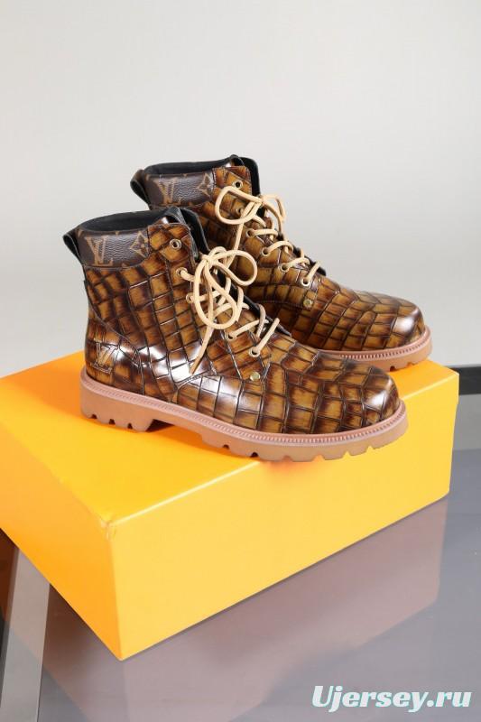 2024 Men Louis Vuitton Brown Leather Casual High-top MJ00470