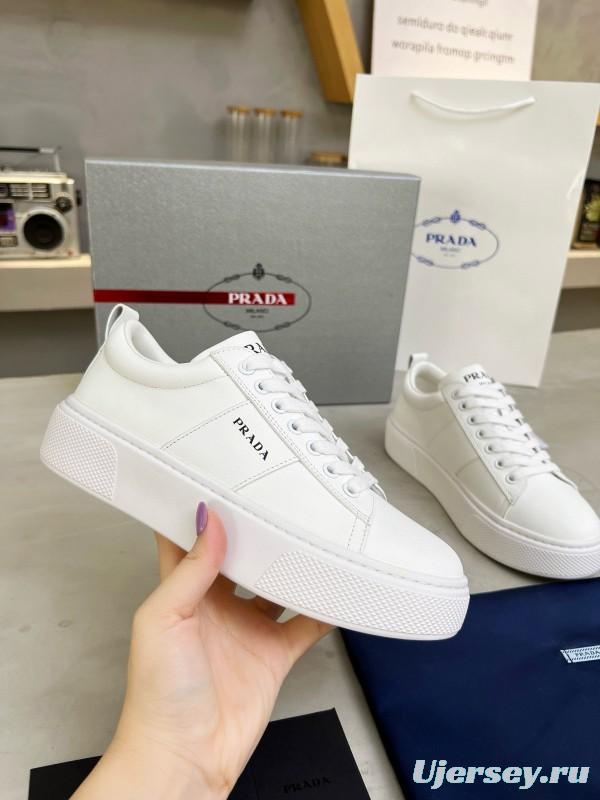 2024 Unisex Prada White Leather Sneakers MJ00310
