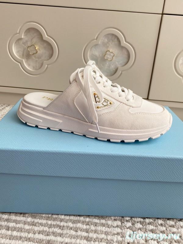 2025 Women Prada White Leather Sneakers LY00290