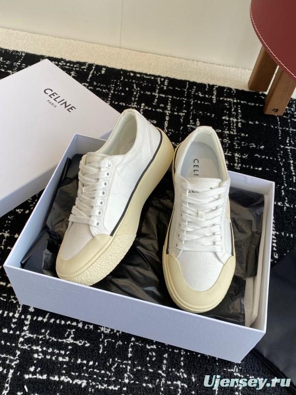 2025 Women Celine White Canvas Sneakers CR-03