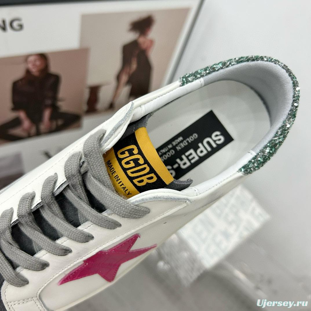 2025 Women GGDB White Pink Grey Glitter Leather Suede Sneakers