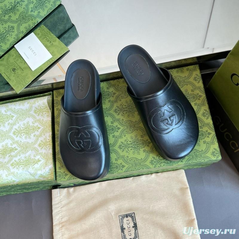 2024 Slippers Gucci Black Leather Slippers