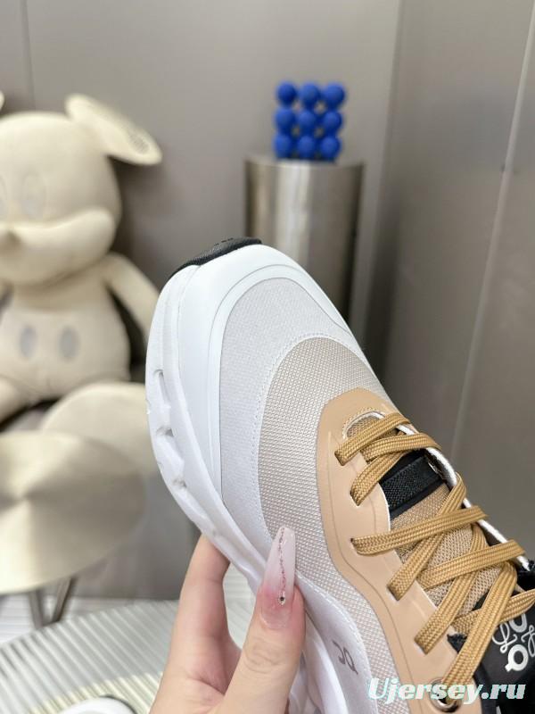 2025 Unisex Loewe White Beige Mesh Leather Sneakers
