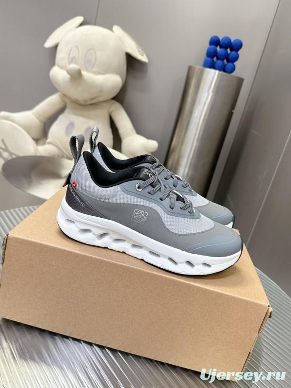 2025 Women Loewe Grey Mesh Leather Sneakers CloudTec Phase