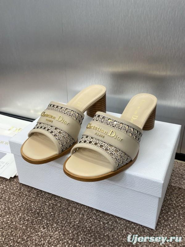 2025 Women Dior Beige Leather Sandals