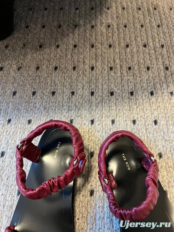 2025 Women The Row Burgundy Leather Sandals
