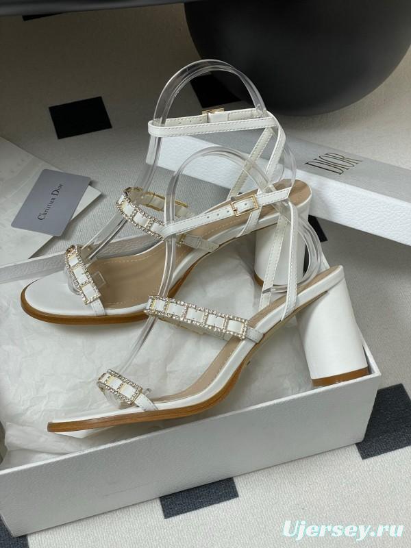 Dior D-lssime Heeled Sandals with Crystal Embellishments and Cross Straps - 2025SS