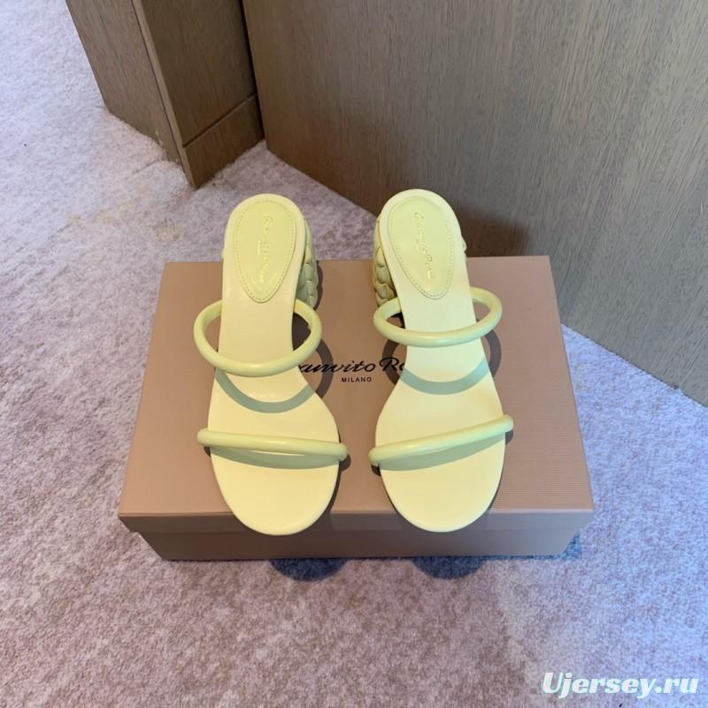 2025 Women Gianvito Rossi Yellow Leather Sandals